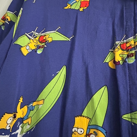 Vintage Bart Simpson Milhouse Print Men's Hawaiian Shirt Size Medium - Picture 5 of 6